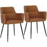 Andrew Dining Chair in Camel Leatherette & Black Steel (Set of 2)